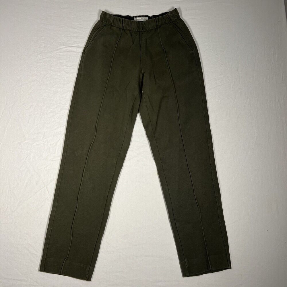 Everlane Dream Pant Dark Forest Green Olive Pull On Pintuck Tapered Womens XS
